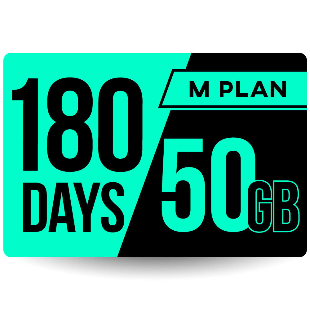 SIMカード 180日50GBプラン[Mプラン] 期間内使い切りプラン