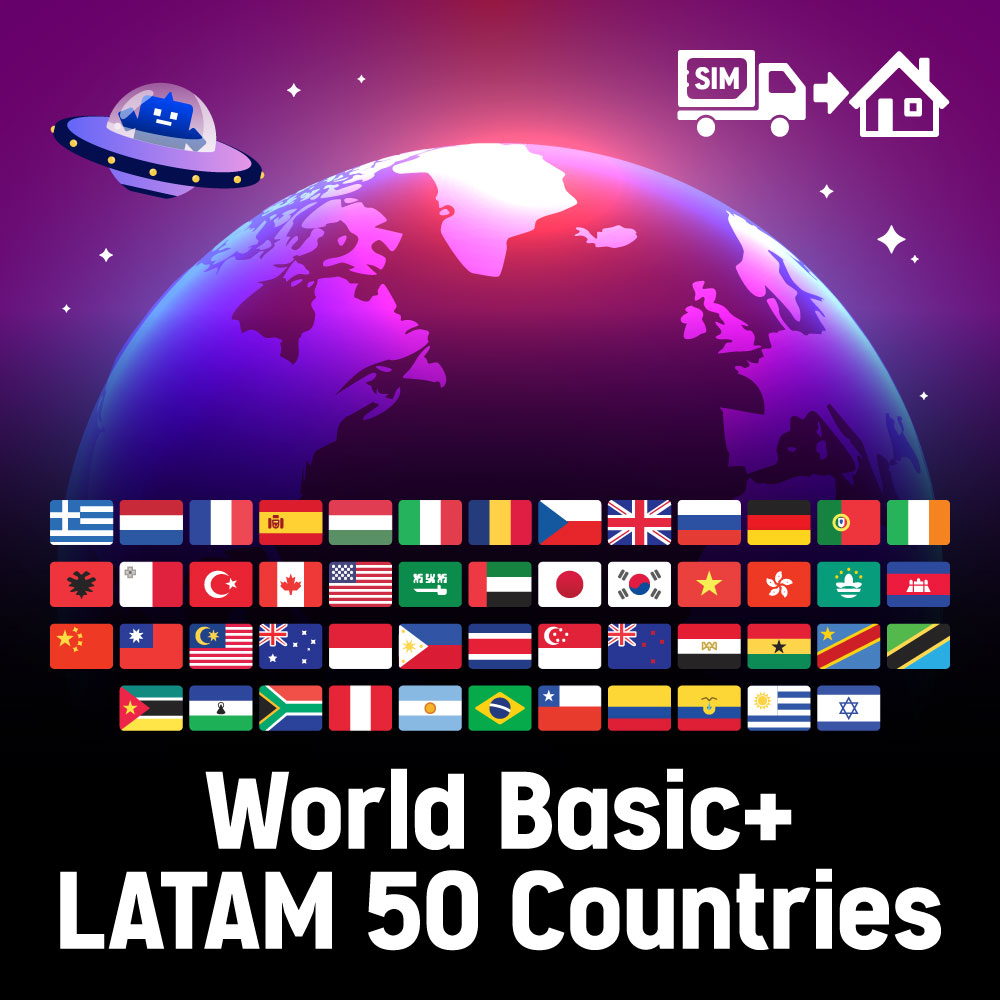 世界50ヶ国で使えるプリペイドSIMカード180日10GB